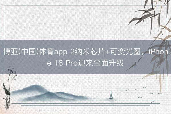 博亚(中国)体育app 2纳米芯片+可变光圈，iPhone 18 Pro迎来全面升级