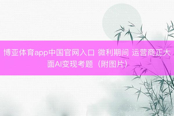 博亚体育app中国官网入口 微利期间 运营商正大面AI变现考题（附图片）