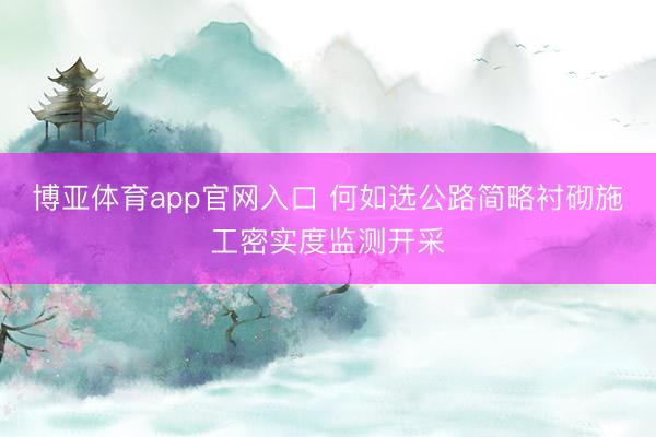 博亚体育app官网入口 何如选公路简略衬砌施工密实度监测开采