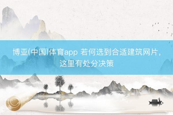 博亚(中国)体育app 若何选到合适建筑网片,这里有处分决策