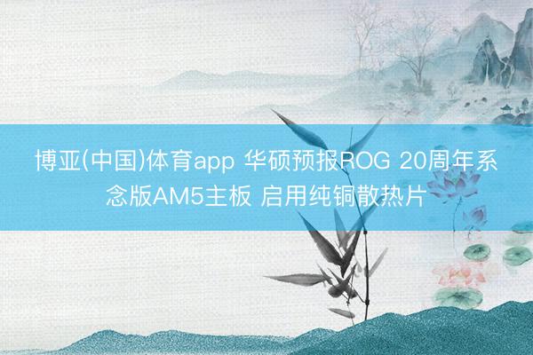 博亚(中国)体育app 华硕预报ROG 20周年系念版AM5主板 启用纯铜散热片