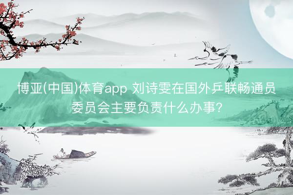 博亚(中国)体育app 刘诗雯在国外乒联畅通员委员会主要负责什么办事？