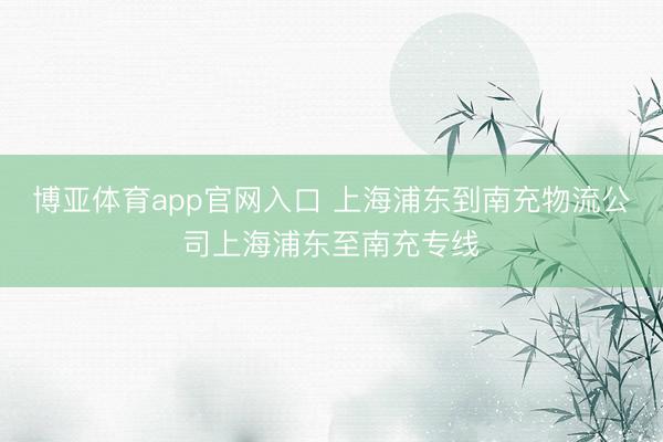 博亚体育app官网入口 上海浦东到南充物流公司上海浦东至南充专线