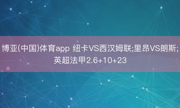 博亚(中国)体育app 纽卡VS西汉姆联;里昂VS朗斯;英超法甲2.6+10+23