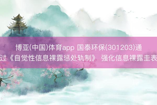 博亚(中国)体育app 国泰环保(301203)通过《自觉性信息裸露惩处轨制》 强化信息裸露圭表
