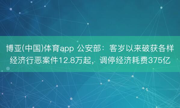 博亚(中国)体育app 公安部:客岁以来破获各样经济行恶案件12.8万起,调停经济耗费375亿