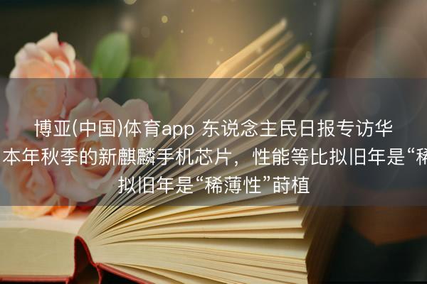 博亚(中国)体育app 东说念主民日报专访华为何庭波:本年秋季的新麒麟手机芯片,性能等比拟旧年是“稀薄性”莳植