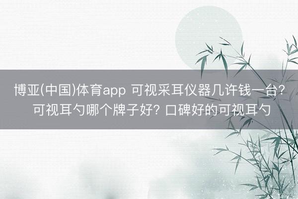 博亚(中国)体育app 可视采耳仪器几许钱一台? 可视耳勺哪