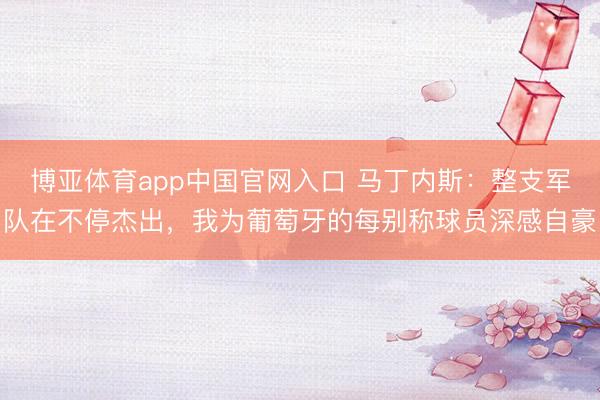 博亚体育app中国官网入口 马丁内斯：整支军队在不停杰出，我为葡萄牙的每别称球员深感自豪