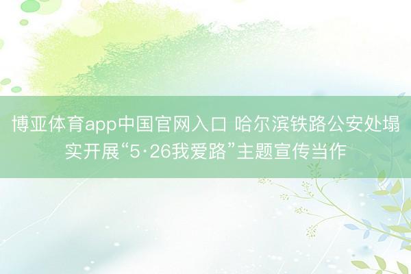 博亚体育app中国官网入口 哈尔滨铁路公安处塌实开展“5·26我爱路”主题宣传当作