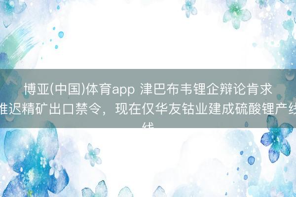 博亚(中国)体育app 津巴布韦锂企辩论肯求推迟精矿出口禁令，现在仅华友钴业建成硫酸锂产线